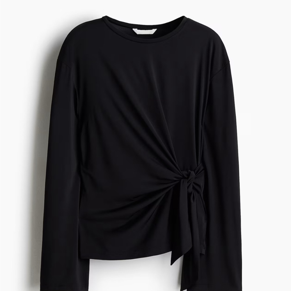 H&M Black Long Sleeve Top with Side Tie